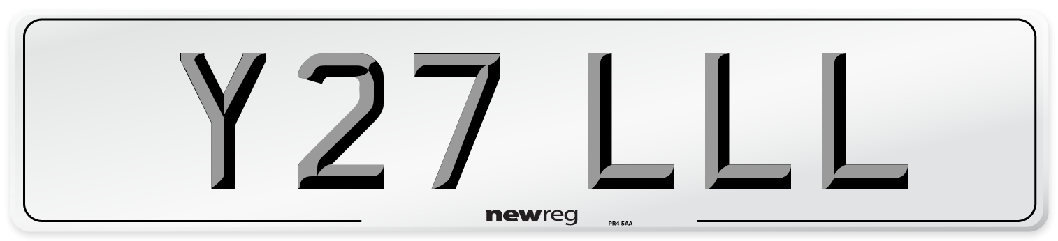 Y27 LLL Number Plate from New Reg